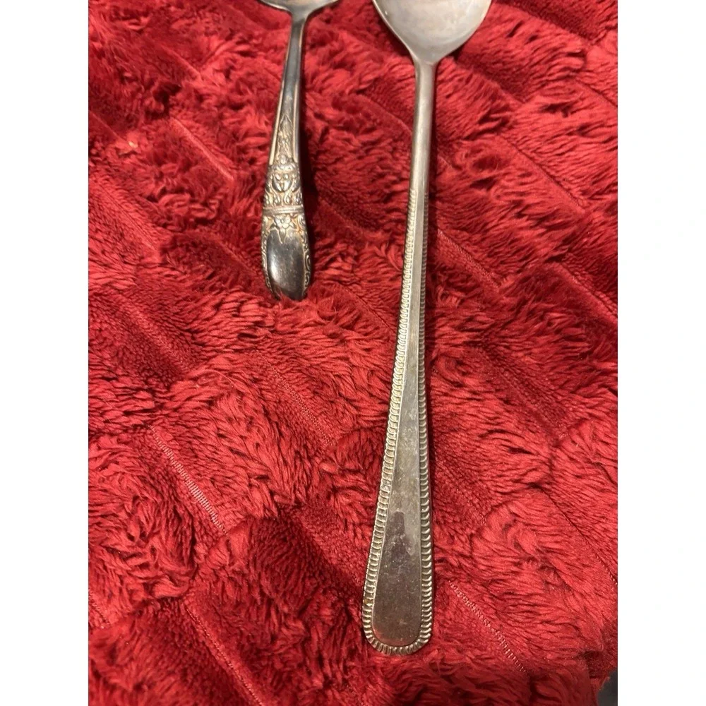2 VTG Spoons Electroplated Zinc Alloy Serving 9